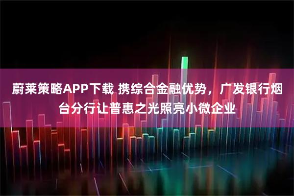 蔚莱策略APP下载 携综合金融优势，广发银行烟台分行让普惠之光照亮小微企业