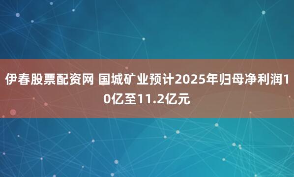 伊春股票配资网 国城矿业预计2025年归母净利润10亿至11.2亿元