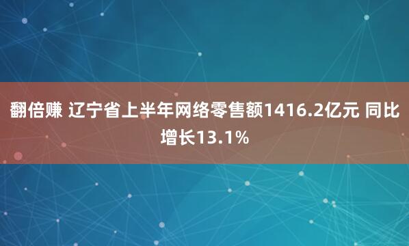 翻倍赚 辽宁省上半年网络零售额1416.2亿元 同比增长13.1%